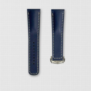 Blue Leather Strap with Butterfly Clasp