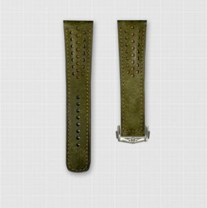 Green Leather Rally Strap with Butterfly Clasp